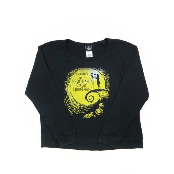 Womens Nightmare Before Christmas Black Crewneck Sweater Size XL B13 - Picture 1 of 4